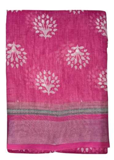 LINEN DIGITAL PRINT SAREE WITH HEVY ZARI PATTA