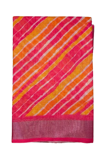 LINEN DIGITAL PRINT SAREE WITH HEVY ZARI PATTA