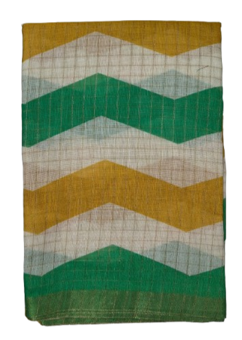 LINEN DIGITAL PRINT SAREE WITH HEVY ZARI PATTA