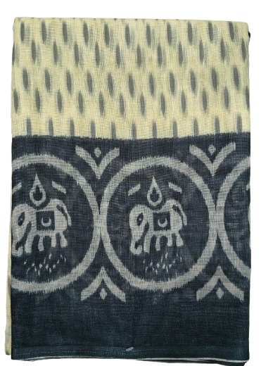 LINEN DIGITAL PRINT SAREE WITH HEVY ZARI PATTA