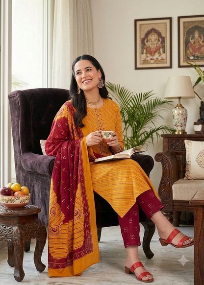 Cotton 3piece kurti set