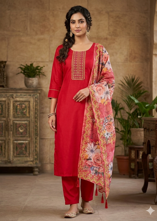 Roman Silk Kurti 3-piece Set...