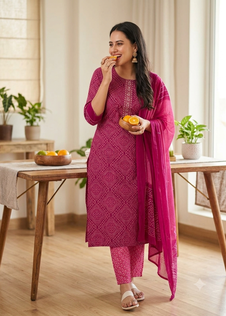Cotton 3piece kurti set