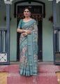LINEN DIGITAL PRINT SAREE WITH HEVY ZARI PATTA