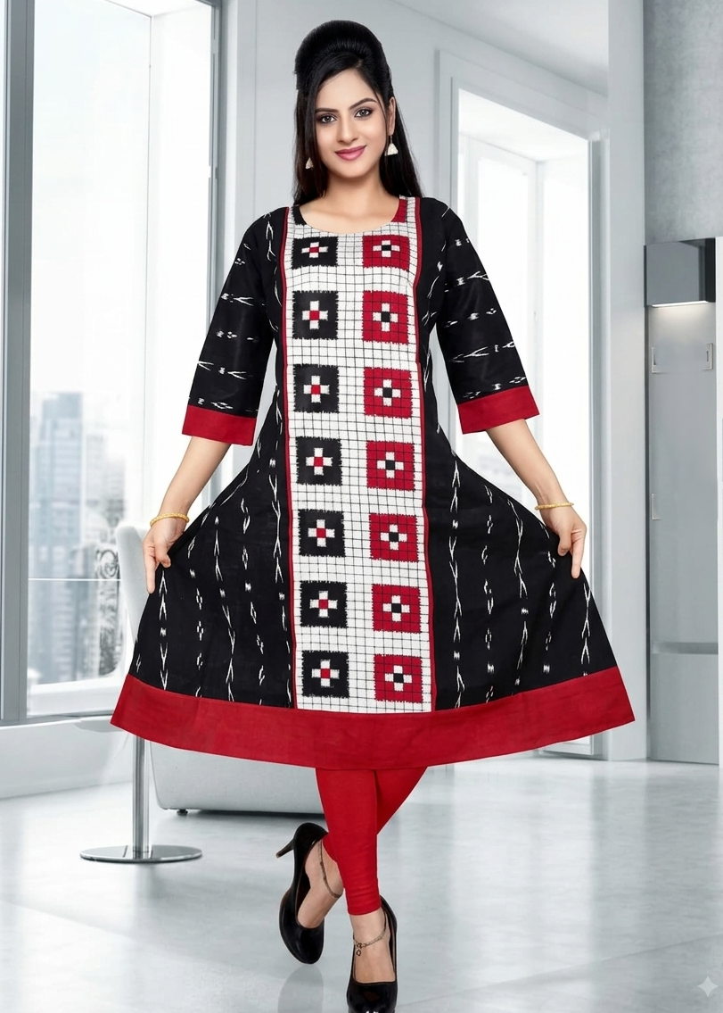 Checkerboard Anarkali Kurti