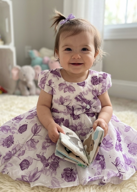 Charming Floral & Plaid Toddler Dress