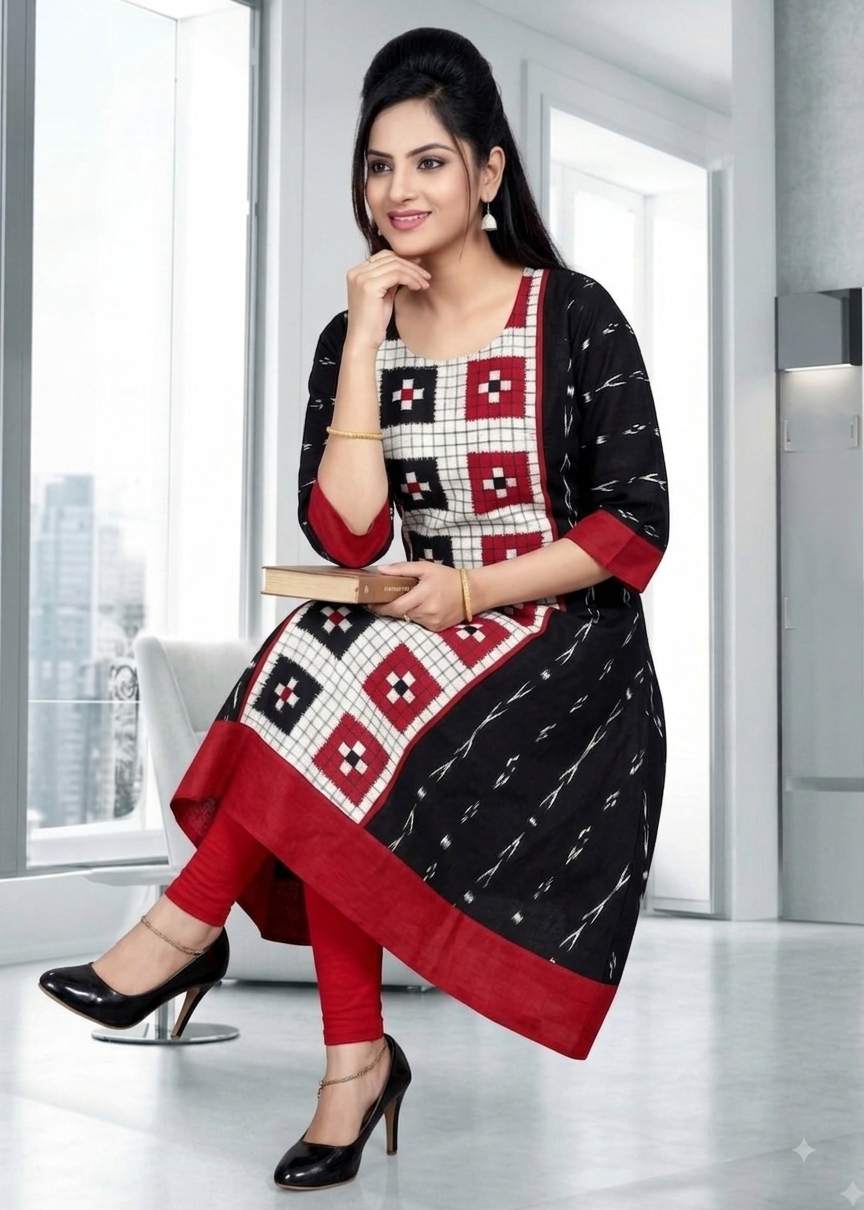 Checkerboard Anarkali Kurti