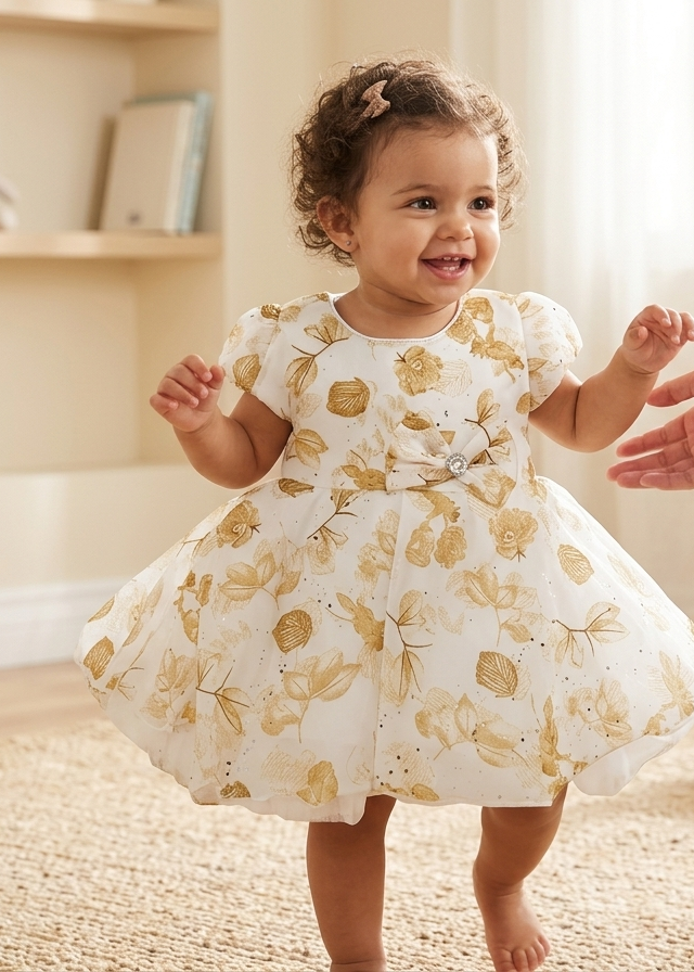 Charming Floral & Plaid Toddler Dress