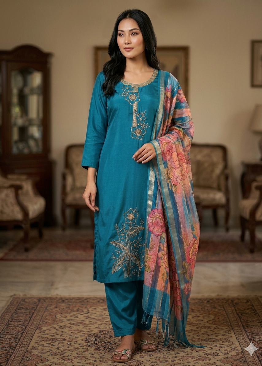 Roman Silk Kurti 3-piece Set...