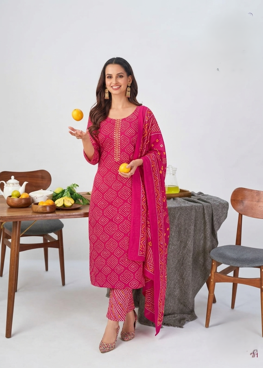 Cotton 3piece kurti set