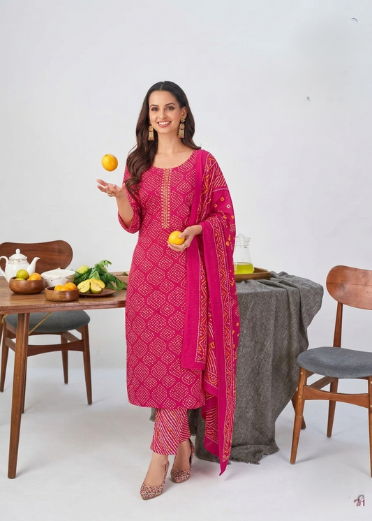 Cotton 3piece kurti set