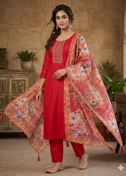 Roman Silk Kurti 3-piece Set...