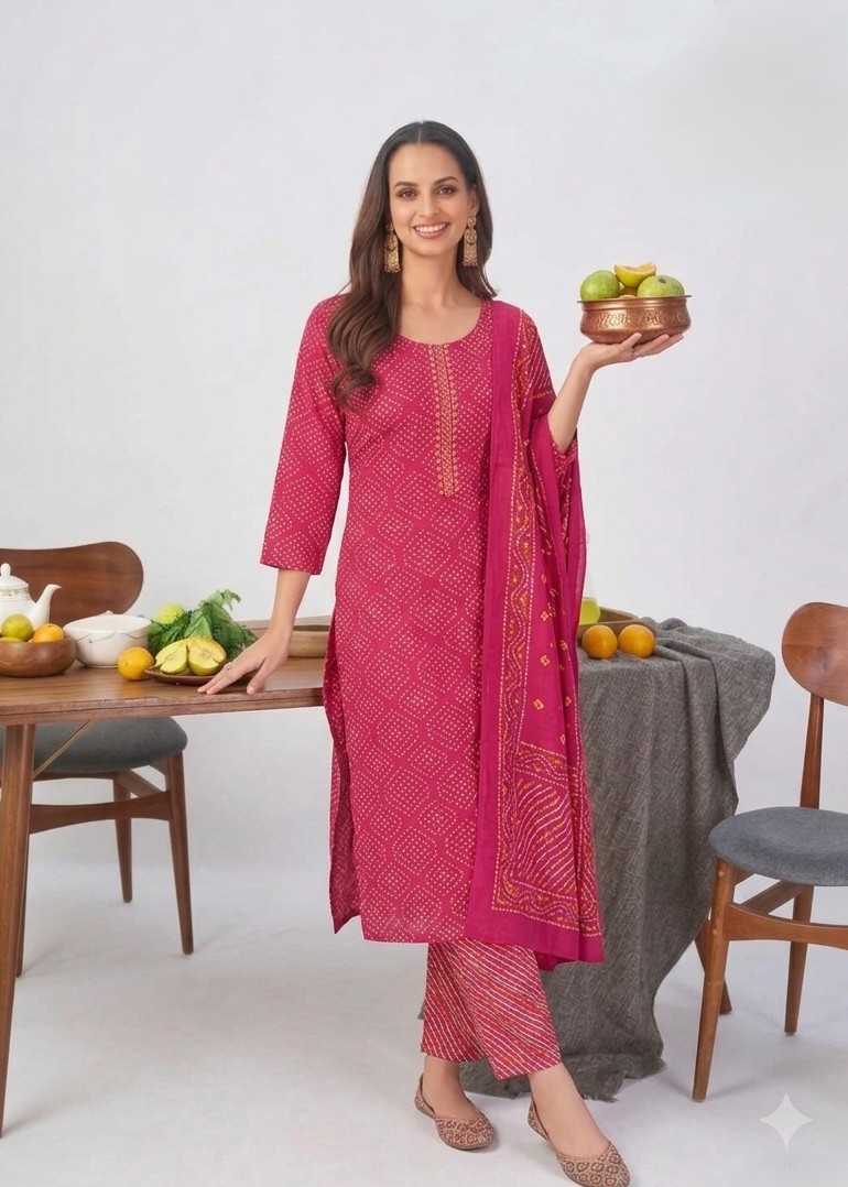 Cotton 3piece kurti set