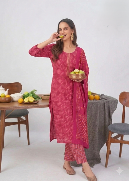 Cotton 3piece kurti set