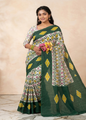 LINEN DIGITAL PRINT SAREE WITH HEVY ZARI PATTA