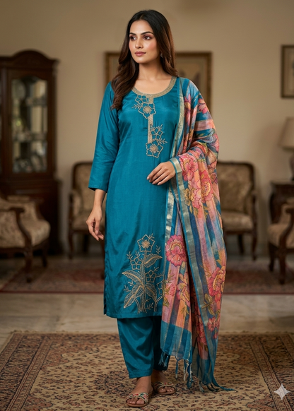 Roman Silk Kurti 3-piece Set...