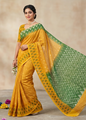 LINEN DIGITAL PRINT SAREE WITH HEVY ZARI PATTA