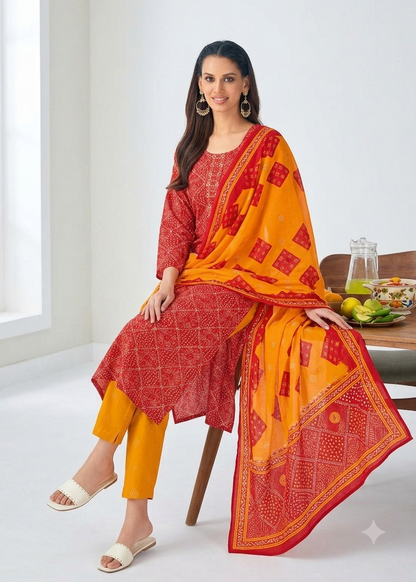 Cotton 3piece kurti set