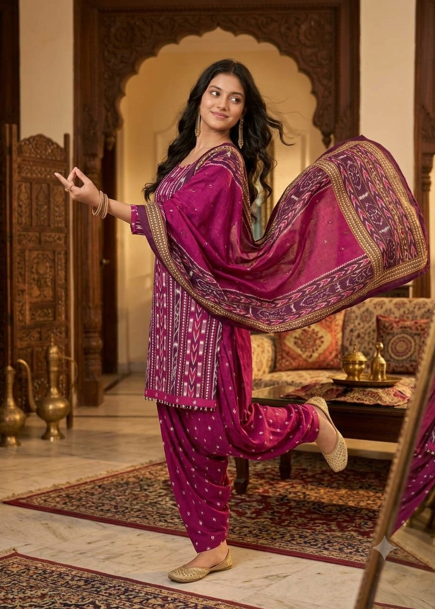 Sambalpuri Patiyala Kurti Set