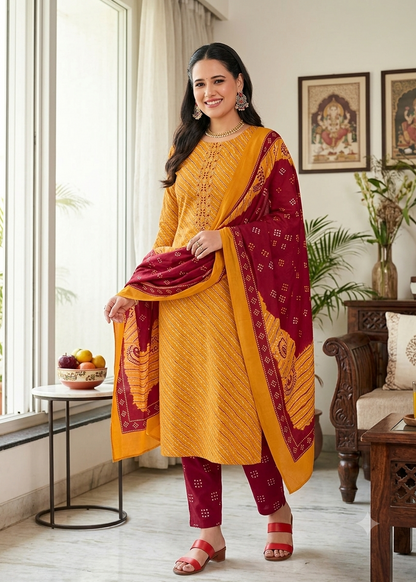 Cotton 3piece kurti set