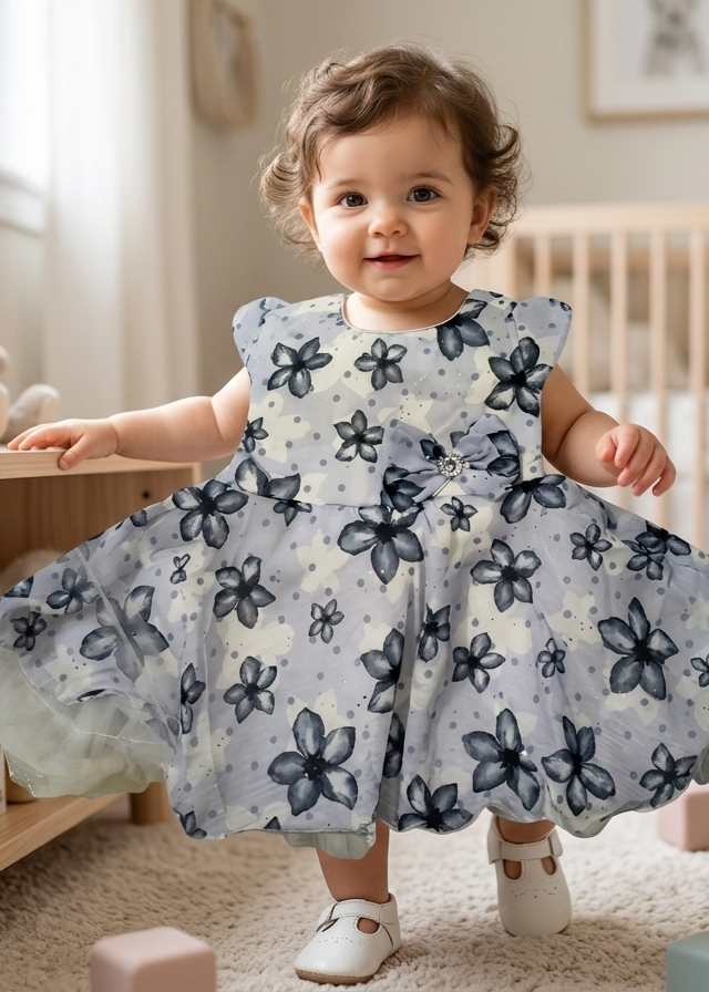 Charming Floral & Plaid Toddler Dress