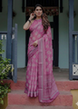 LINEN DIGITAL PRINT SAREE WITH HEVY ZARI PATTA