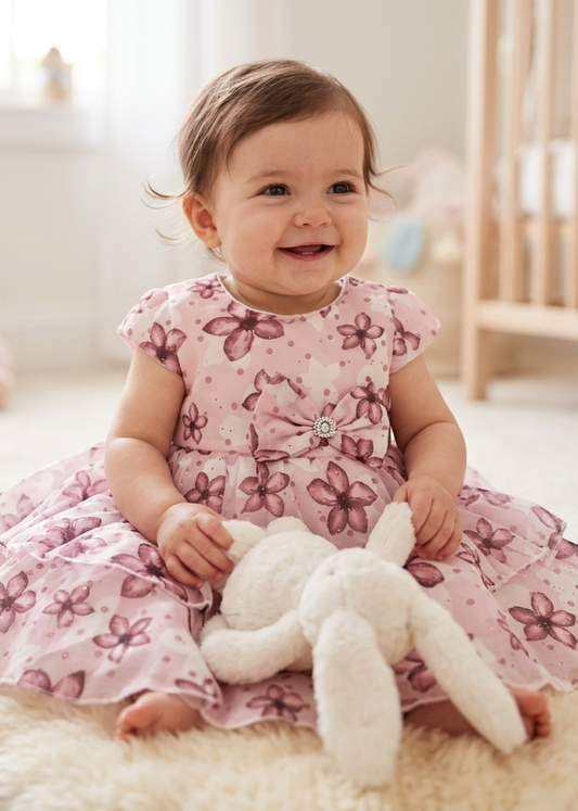 Charming Floral & Plaid Toddler Dress