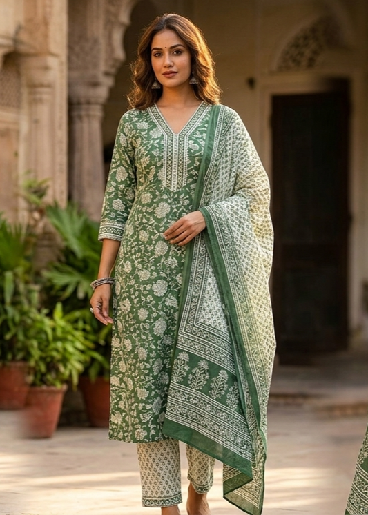 Cotton Kurti 3-Piece Set