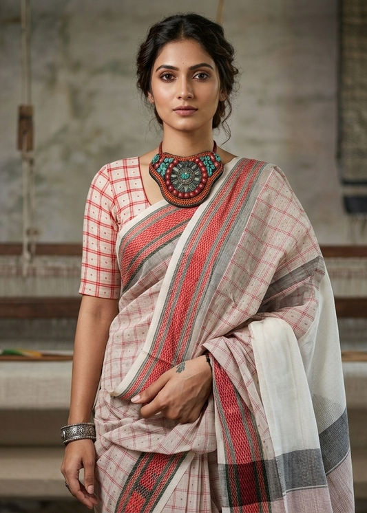 LINEN DIGITAL PRINT SAREE WITH HEVY ZARI PATTA