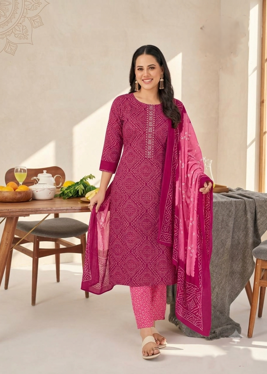 Cotton 3piece kurti set
