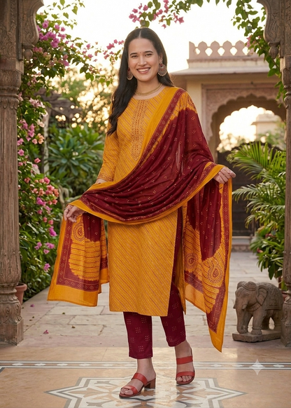 Cotton 3piece kurti set
