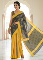 LINEN DIGITAL PRINT SAREE WITH HEVY ZARI PATTA