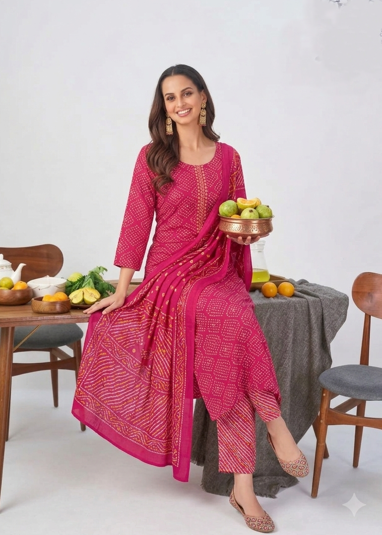 Cotton 3piece kurti set