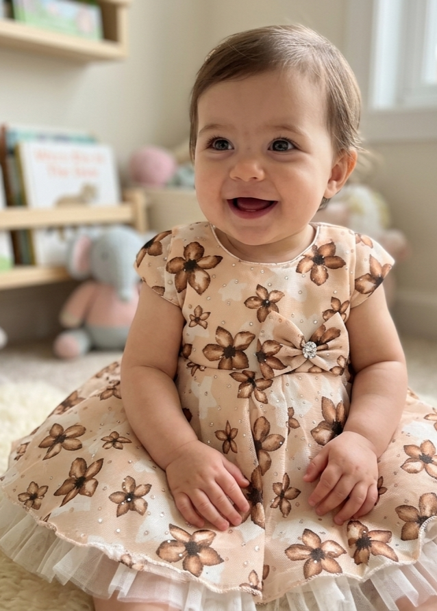 Charming Floral & Plaid Toddler Dress