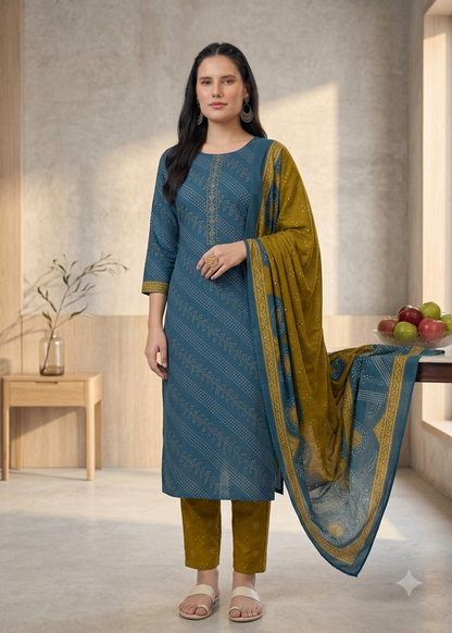 Cotton 3piece kurti set