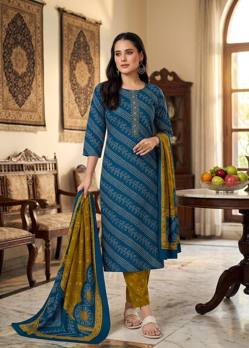 Cotton 3piece kurti set