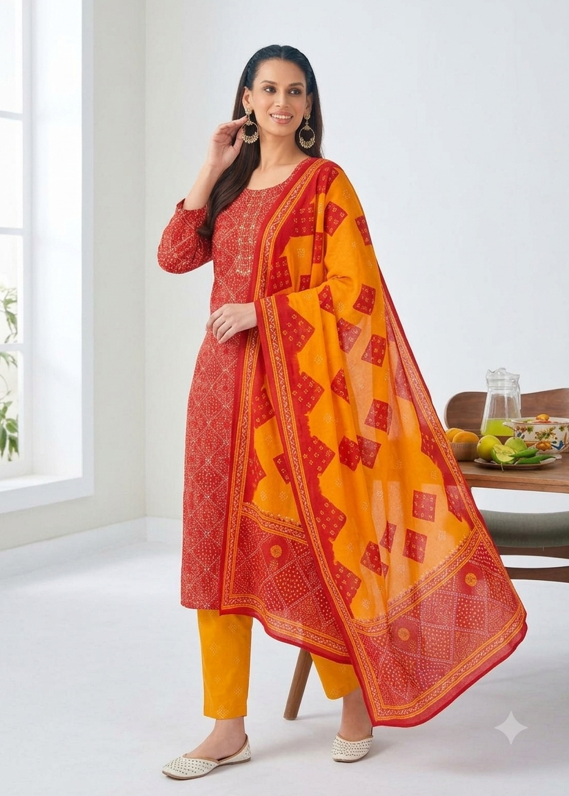 Cotton 3piece kurti set