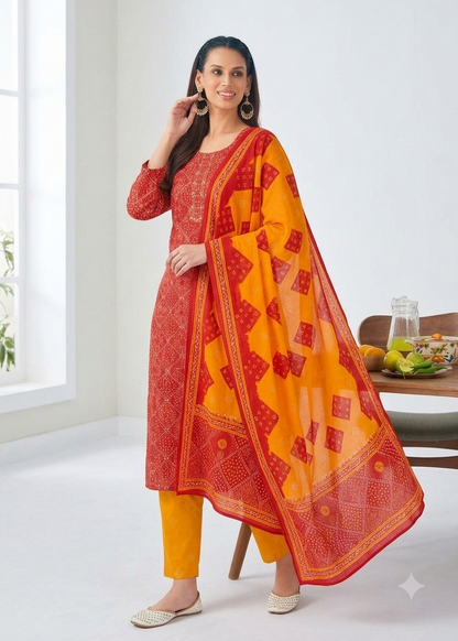 Cotton 3piece kurti set
