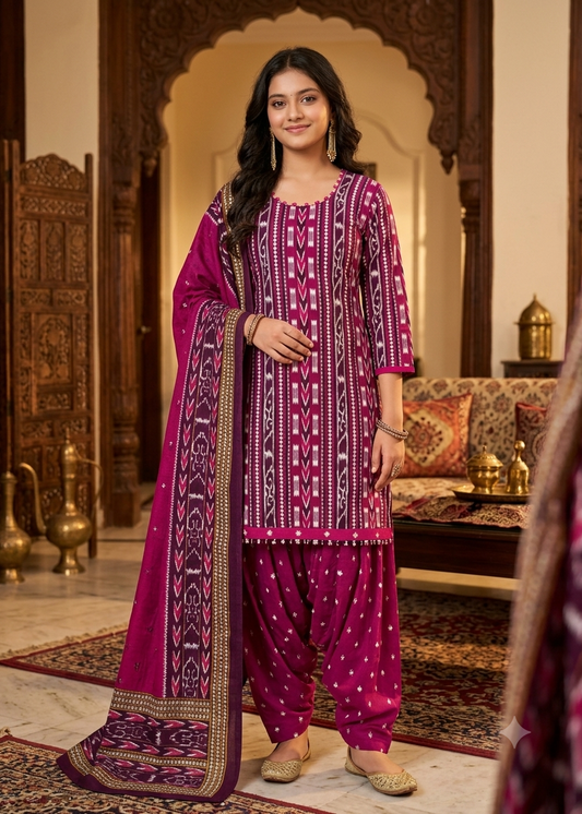 Sambalpuri Patiyala Kurti Set