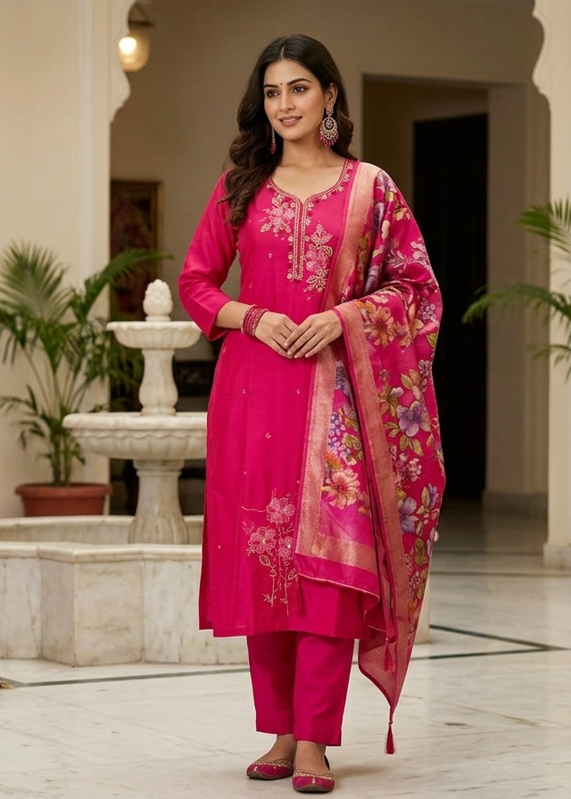 Roman Silk 3-Piece Kurti Set