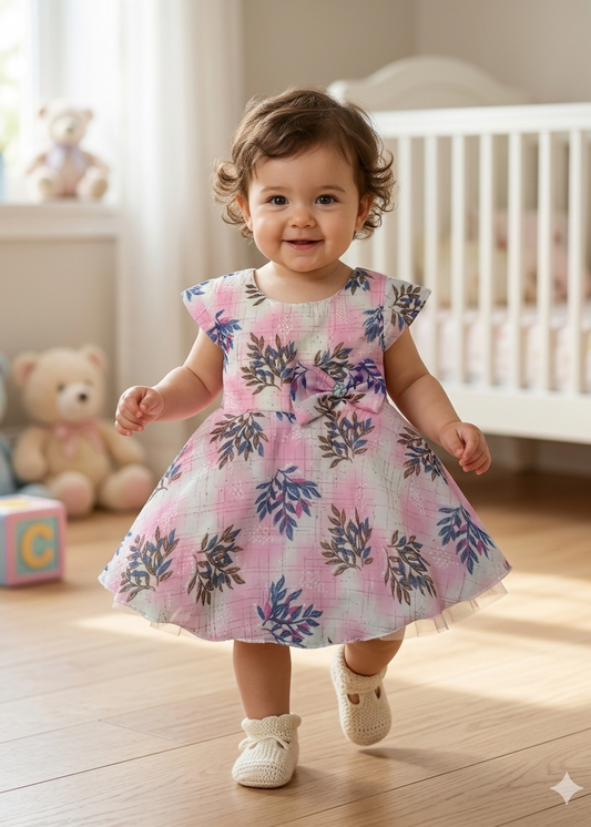 Charming Floral & Plaid Toddler Dress