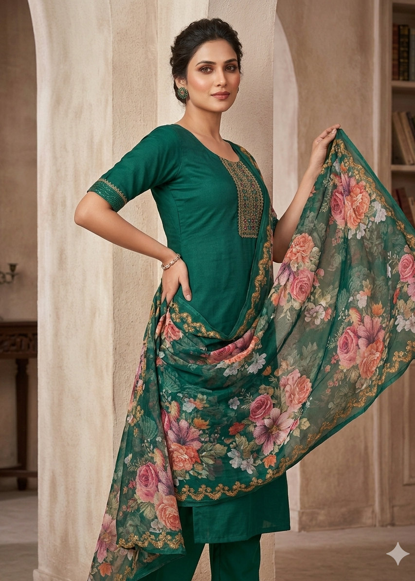 Roman Silk Kurti 3-piece Set...