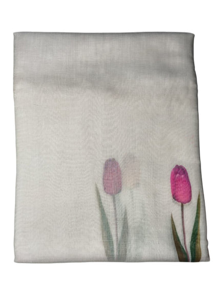 LINEN DIGITAL PRINT SAREE WITH HEVY ZARI PATTA