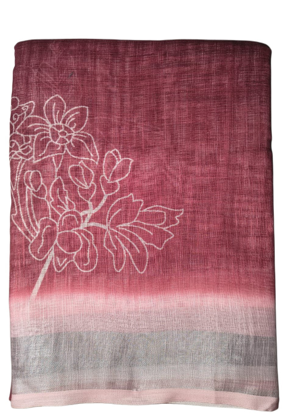 LINEN DIGITAL PRINT SAREE WITH HEVY ZARI PATTA