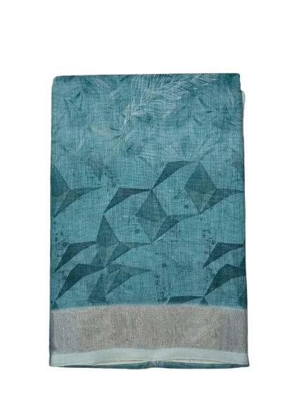 LINEN DIGITAL PRINT SAREE WITH HEVY ZARI PATTA