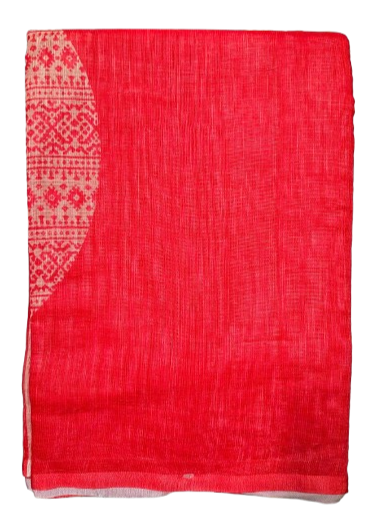 LINEN DIGITAL PRINT SAREE WITH HEVY ZARI PATTA