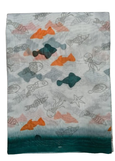 LINEN DIGITAL PRINT SAREE WITH HEVY ZARI PATTA