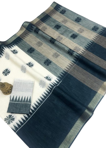LINEN DIGITAL PRINT SAREE WITH HEVY ZARI PATTA
