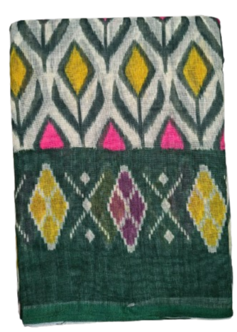 LINEN DIGITAL PRINT SAREE WITH HEVY ZARI PATTA