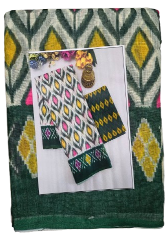 LINEN DIGITAL PRINT SAREE WITH HEVY ZARI PATTA